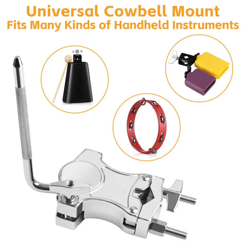 Heavy-Duty L-Rod Cowbell Mount For Drum Set, Zinc Alloy Cymbal Clamp With 360 Degree Adjustability, Rust-Resistant Durable Hardware For Studio, Stage And Practice on drum kit