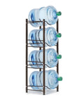 Sturdy Four Tier Water Bottle Display Rack With Steel Jug Holder For Home Office Garage Space Saving Gallon Organizer Easy Assembly