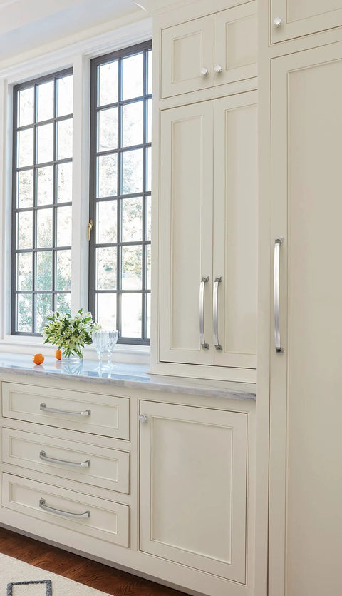 Beefy Oversized Cabinet Hardware And Appliance Pull In Polished Chrome 18 Inch Center-To-Center Drawer Pull on white cabinets