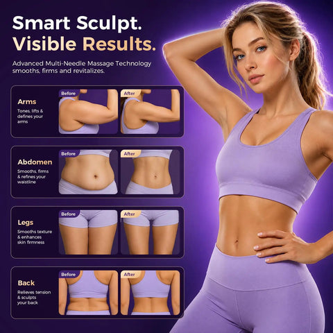 Lymphatic Drainage Massager For Body Sculpting With Microcurrent Light Heat And Vibration To Reduce Cellulite On Belly And Arms