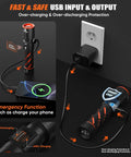 Hella Bright Rechargeable Flashlight With 30W LED 100000 Lumens USB C charging with LCD display, connected to phone and outlet.