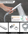 Wall Mount Shower System With Square Rain Shower Head And Hand Sprayer 12 Inch Polished Chrome Finish Rough In Valve Body And Trim Kit Included
