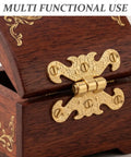 Retro Style Decorative Hinges Set 16 Zinc Alloy Cabinet Hardware on wooden box with floral edge design