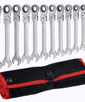 12 Piece Ratchet Spanner Set For Cars And DIY Beefed Up Multitool Wrench Kit With Easy Grip Rust Resistant Chrome Finish