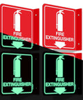 Fire Extinguisher Sign With Down Arrow Glow In The Dark Acrylic 6 By 6 Inches 4 Pack With 2 Pre Drilled Holes And Screws