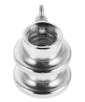 Close-up of silver two pack barbell collar clamps with screw lock design, anti-slip steel weight clips for dumbbells and fitness gear.