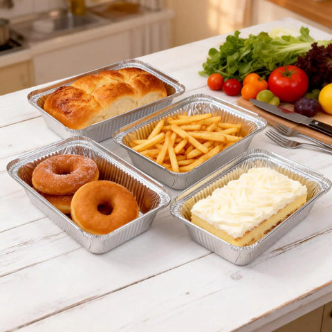 60 Pack Aluminum Foil Pans With Lids, 8.5 By 6 Inch, 2.25 Lb Capacity, Includes 60 Cardboard Covers, Disposable Bakeware For Grab-And-Go Meal Prep