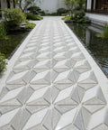 Beginner Friendly Square Concrete Mold For Easy DIY Pavers And Patio Decor installed in a decorative garden path