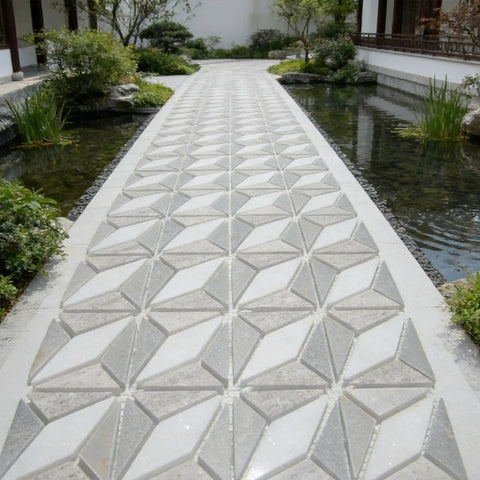 Beginner Friendly Square Concrete Mold For Easy DIY Pavers And Patio Decor installed in a decorative garden path