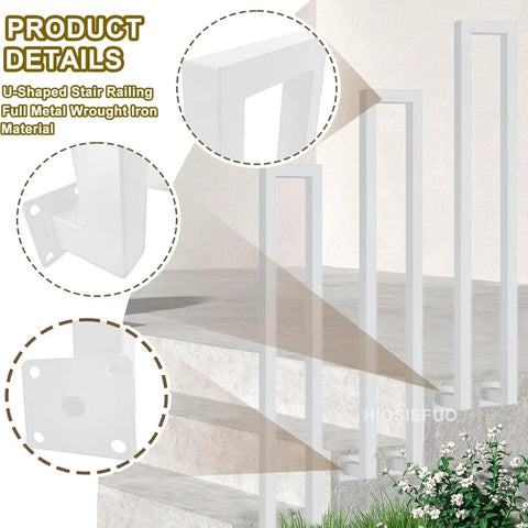 Heavy-Duty U-Shaped Stair Handrail For Indoor Steps Featuring A Rock Solid Grip And Beefy Construction With Rust Resistant Finish close-up of metal railing details