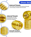 Brass Knife Thread Wood Inserts For Hardwood M3 0.5 Internal Threads 0.375 Inch Long Pack Of 10 detail view