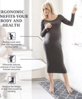 Anti Fatigue Kitchen Mat Cushioned Comfy Ergonomic Comfort Floor Mat Non Slip Waterproof For Kitchen Sink Laundry Home Office Grey 17.3 Inch By 28 Inch Great For Standing Tasks And Long Cooking Sessions, shown in use reducing fatigue.