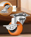 Side view of 2.5 Inch Heavy Duty Caster Wheels Set of 4 with Brakes for Furniture Carts, featuring polyurethane wheel and locking mechanism.