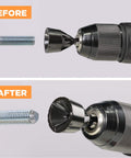 Beefy Tungsten Carbide Chamfering Drill Bit One Half To One And Three Eighths Inch Uniburr Deburring Tool on metal rod