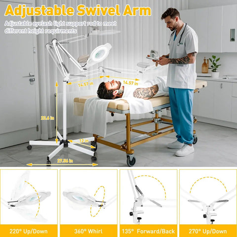 2 In 1 Lighted Magnifier With Stand And 5 Wheel Rolling Base, 2200 Lumens Dimmable Magnifying Floor Lamp in spa use