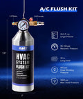 AC Flush Kit With 33.5 Oz Stainless Tank, HVAC Flushing Tool Set for R134a R12 R22 R410a R404a, One Quarter Inch Adapter