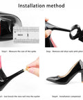Installation method for Ten Pairs High Heel Tips Replacement Kit With U Shape Heel Caps Covers And Metal Pins In Black Or Brown.