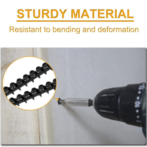 Screw being drilled into wall using Drywall Screws Assortment Kit With Black Wood Screws For Sheetrock 165-Piece Phillips Coarse Thread Set