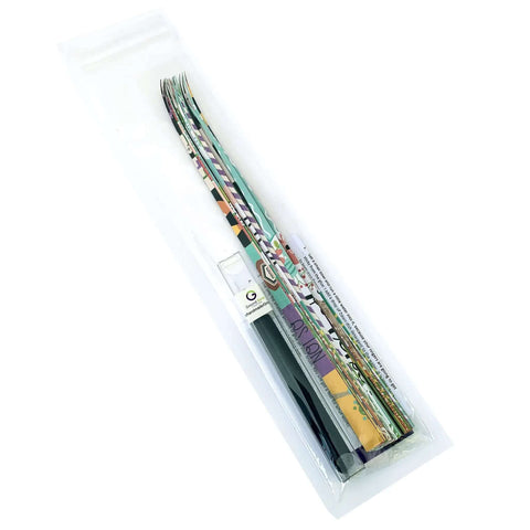 DIY Paper Bead Kit With Roller Tool Featuring A 3MM Stainless Tip And A Three Quarter Inch Slotted Tip, colorful paper strips visible