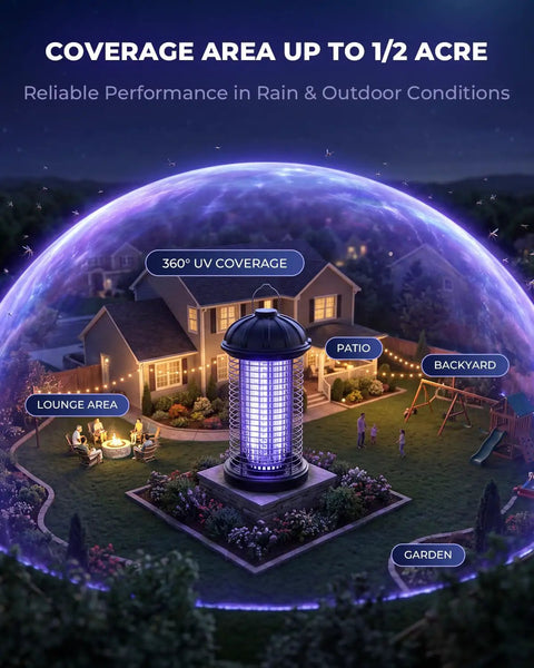 Outdoor Electric Bug Zapper Mosquito Killer Lamp For Indoor And Outdoor Use Hanging Waterproof Insect Zapper Fly Trap shown in backyard