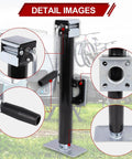 Heavy Duty Trailer Jack With 360 Swivel Weld-On Pipe Mount, 15 Inch Lift Range, Ergonomic Side Wind Handle And Foot Plate, Corrosion-Resistant Black E-Coat Finish, Supports 5,000 Lbs For RVs, Boat, Utility And Farm Trailers, shown with swivel mount and foot plate