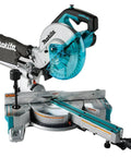 Eight And A Half Inch Sliding Compound Miter Saw With Ten Point Five Amp Direct Drive Motor Packs Five Thousand RPM Bevels Zero To Forty Seven Degrees Portable Thirty Point Six Pounds Cuts Up To Twelve Inches At Ninety Degrees front view