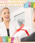 100 Pack Funny Sticky Notes for Work 3 by 3 Inches Sarcastic Self Adhesive Notepads with 25 Designs shown as gift