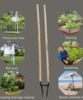 Heavy Duty Manual Post Hole Digger Featuring Sturdy Wood Handle And Razor Sharp Blades For Crushing Tough Clay Soil, ideal for planting and fencing.