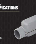 EZLB200 Three Piece Split Design PVC Conduit Body Connector with specifications for 2 Inch Gray Electrical Conduit Installations