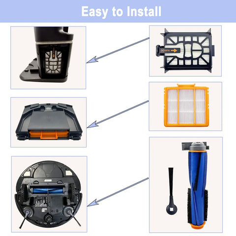 Diagram showing components of All In One Robot Vacuum Accessory Kit For AI Models AV2501S AV2501AE RV2502AE RV2610WA RV2610WD RV2520AOUS AV2510AOUS