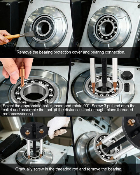 Clatoon 21-in-1 bearing puller kit from Amazon with curved hook and red steel collet for bearing removal