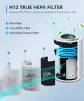 Replacement 3 In 1 True H13 HEPA Air Purifier Filter For 160 Model showing pre-filter, HEPA, carbon layers