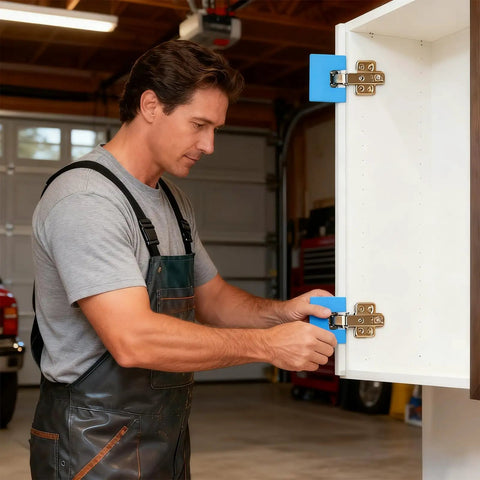 Magnetic Hinge Alignment Jig For Quick No Drill Door And Cabinet Installations With Accurate 2mm Groove Guide For Latch And Door Jamb Cutting Includes 6 Pieces