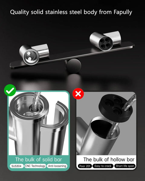 Comparison of solid vs hollow stainless steel bar quality by Fapully with CNC technology and anti-loosening design.