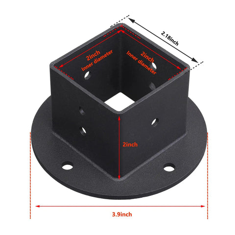 Two Pack Floor Flange Post Anchor Base 2x2 Heavy Duty Solid Square Fence Pole Base Black Wall Mount Brackets Kit For Deck Railing And Mailbox Universal Fit For 2x2 Posts And Enduring For Indoor Outdoor Use With Durable Powder Coat