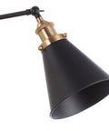 Industrial Metal Adjustable Arm LED Wall Sconce 7 Inch Black and Brass Gold for Bedside Reading Farmhouse Swing Arm Lamp