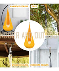 Kids Pod Swing Hanging Seat For Indoor And Outdoor Use, Bright Yellow, hammock stands, tree, wooden, concrete ceiling setup