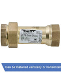 Watts LF7R dual check valve, 1 in, brass body with FIP connections, side view