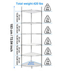 Built Like A Tank 6 Tier Metal Corner Wire Shelf With Waterproof Liners And Adjustable Leveling Feet Detachable Garage Storage Rack 183 cm tall