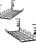 No Drill Under Desk Cable And Wire Management Tray Two Pack Sturdy Alloy Steel Wire Organizer Under Desk Basket Clamps Visible