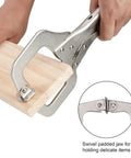 6 Inch C Clamp Locking Pliers With Swivel Pads For Woodworking And Welding, Heavy Duty Adjustable Jaw Clamp Tool For Metalworking And Repair, Nickel Plated Grip For Secure Non Slip Holding clamping wood