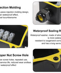 Details of Two Pack Waterproof IP68 Outdoor Junction Box, showing injection molding, sealing ring, and copper nut screw hole.
