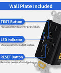 10 Pack Black 15A GFCI Outlet With Dual USB Type A And C Ports, showing test, reset buttons, and LED indicator features.