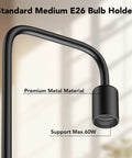 Industrial Tall Floor Lamp With Light Bulb Included Black Led Floor Lamp For Home Office Bedroom Decor Reading 360 Degree Beam