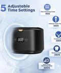 Heavy Duty Ultrasonic Retainer Cleaner Featuring 30 Watt Deep Clean Tech and Roomy Water Tank showing 5 adjustable time settings.