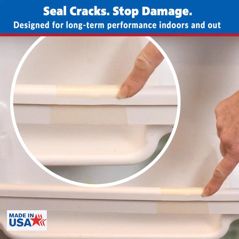 Close-up of Clear Butyl Seal Tape 4 x 5 Ft Waterproof Leak Repair Tape For Roofs Gutters Pipes And RVs installed on surface