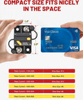 Hardcore 15 Amp Manual Reset Circuit Breaker Designed For Marine RV Truck And Solar Power Builds 12 To 32 Volt DC shown with credit card for size comparison.