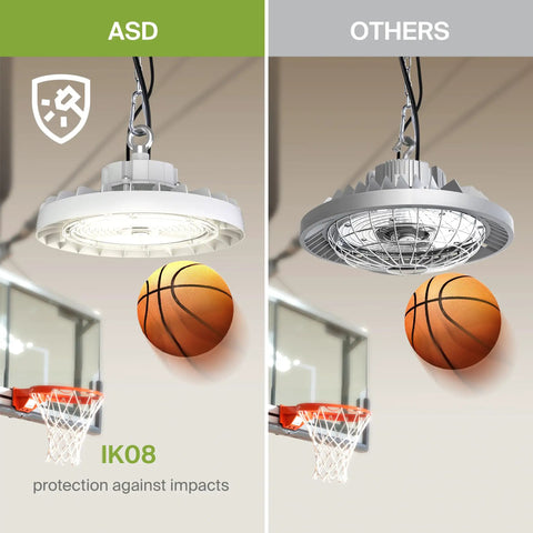 Comparison of 150W LED High Bay UFO Light For Warehouse, Garage And Workshop, Dimmable, IP69K Waterproof, impact-protection vs others