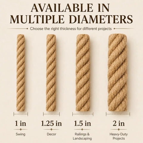 Heavy Duty Manila Rope One And A Quarter Inch By 100 Feet Natural Jute Rope For Docks Nautical Decor Railings Swing Outdoor Projects Tug Of War Landscaping Porch Swing Tough As Nails in multiple diameters