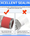 Comparison of T Style One Quarter Inch NPT Male Automotive Air Plug with sealant, showing excellent sealing without tape.
